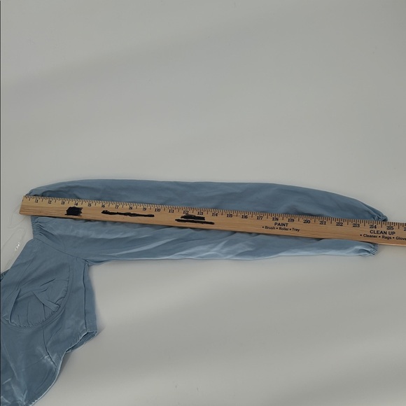 L.A. Hearts Blue Bustier Crop Top XS Long Sleeve Smocked Back V Neck - Picture 8 of 10